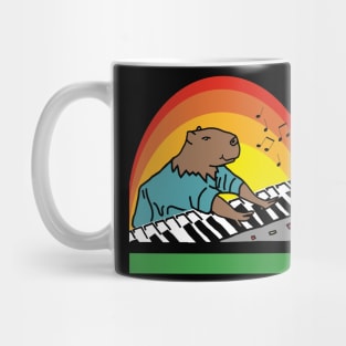 Funny Capybara Makes Music with Piano Keyboards Mug